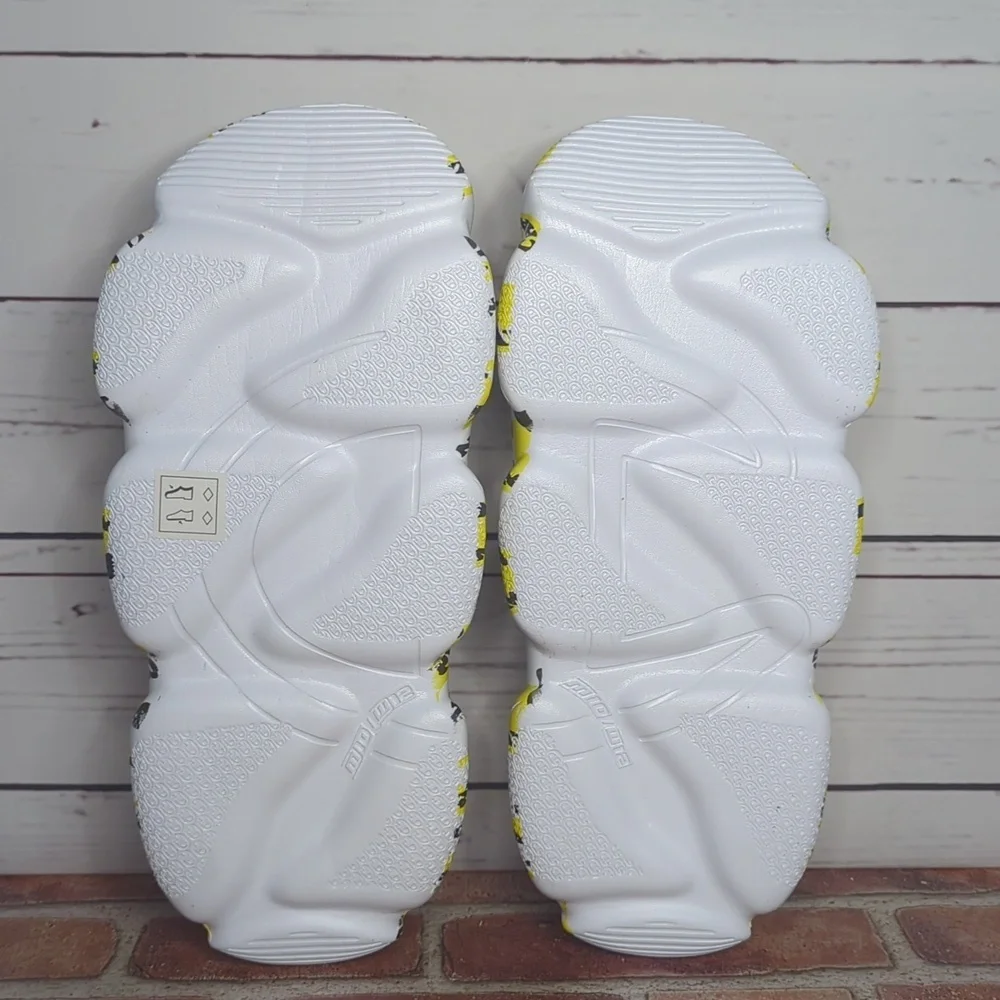 Champion Men's Meloso Squish Smile‎ White and Yellow Slide Slip On Sandals